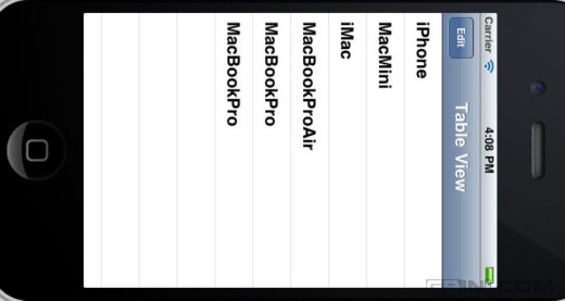 Table View Application in iPhone