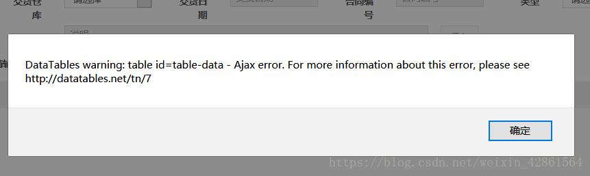 AdminLte DataTables warning: table id=table-data - Ajax error. For more information about this error