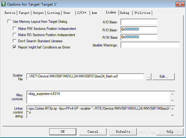 warning: L6314W: No section matches patte