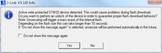 STM32سʱʾactive write protected stm32 device detected this could