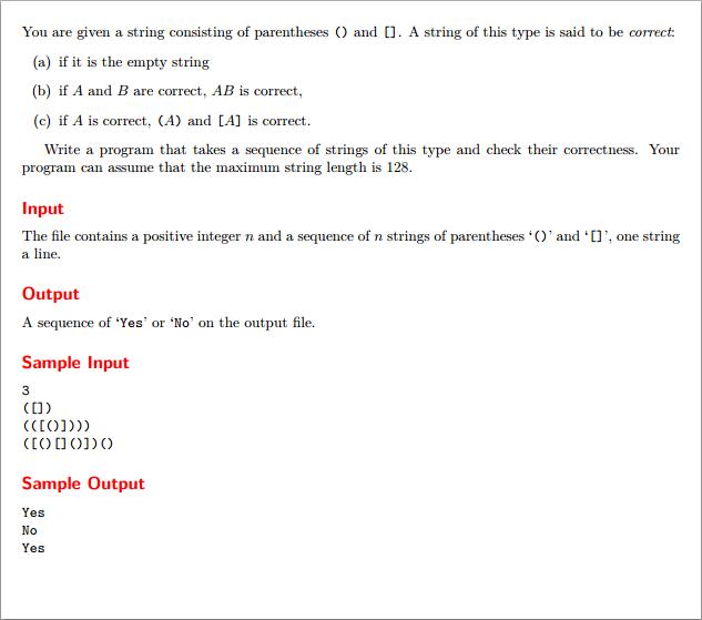 UVa - 673 - Parentheses Balance(ջ-stack)(JavaC++)