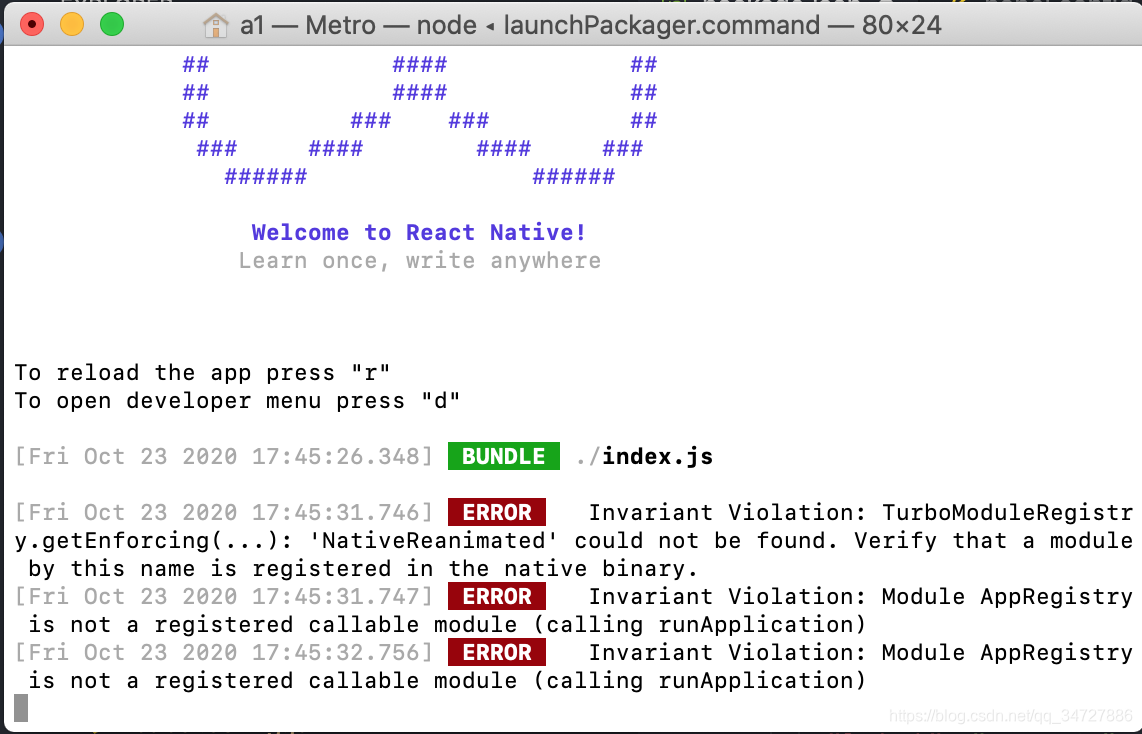 React Native Debugger - ERROR - TurboModuleRegistry.getEnforcing(...): NativeReanimated ʱ