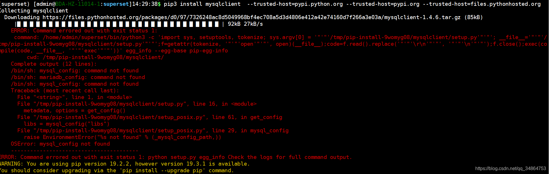 Superset mysqlݿ⼰ No module named 'MySQLdb'