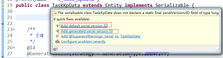 The serializable class XXXX does not declare a static final serialVersionUID field of type long