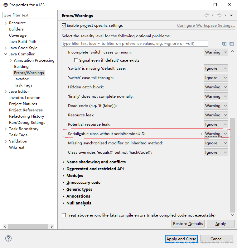 The serializable class XXXX does not declare a static final serialVersionUID field of type long