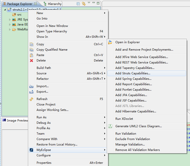 MyEclipseSSH Struts2.1+Spring3.0+hibernate3.3