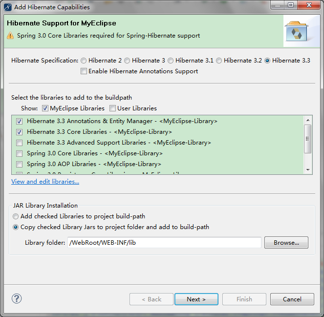 MyEclipseSSH Struts2.1+Spring3.0+hibernate3.3